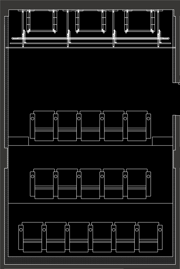 Floorplan of a screening configuration, with all-recliner seating for 16 people.